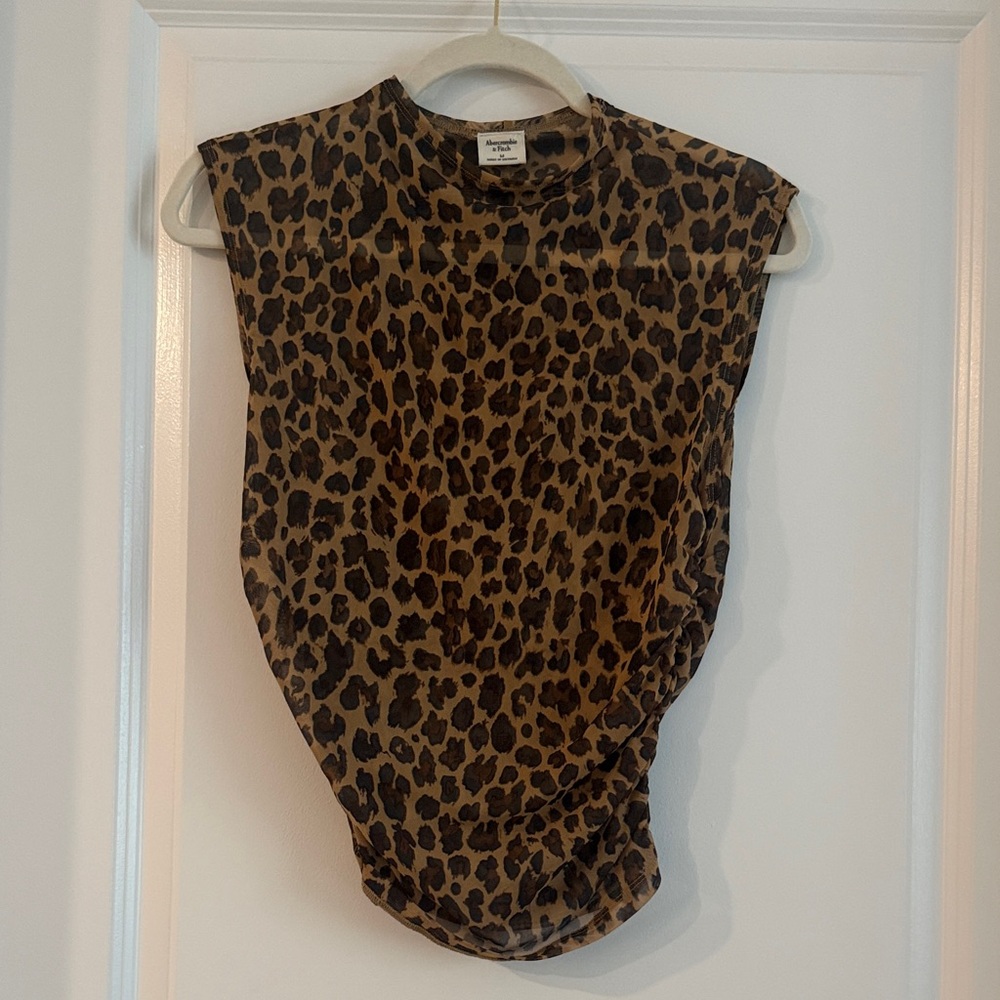 Abercrombie & Fitch Leopard Print Mesh Tank - Brown & Black